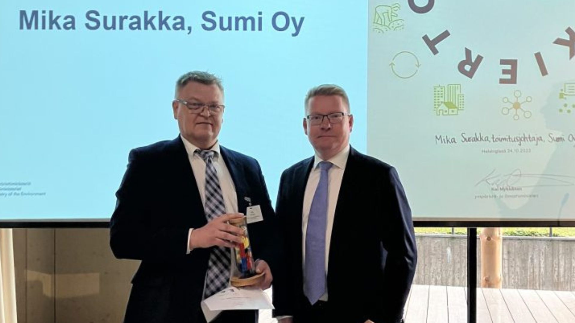 Sumi Oy:n Mika Surakka on ensimmäinen Muovin kierto -palkinnon saaja